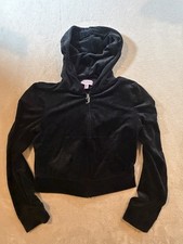 Vintage Juicy Couture Black Velour Tracksuit Set L Rhinestone Y2K Bootcut