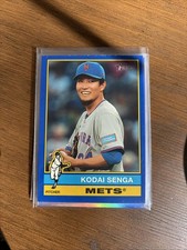 2025 Topps Heritage High Number Kodai Senga Blue Border SP #708 Mets Color Match
