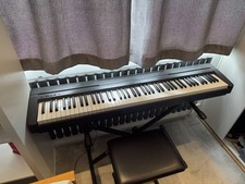 Yamaha P-45B 88-Key Digital Piano Black, keyboard, seat, stand and pedal.