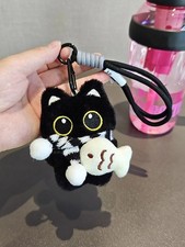1Pcs Cool Plush Black Cat Doll Toy Keychain Bag Pendant Charms Car Keyring Acces