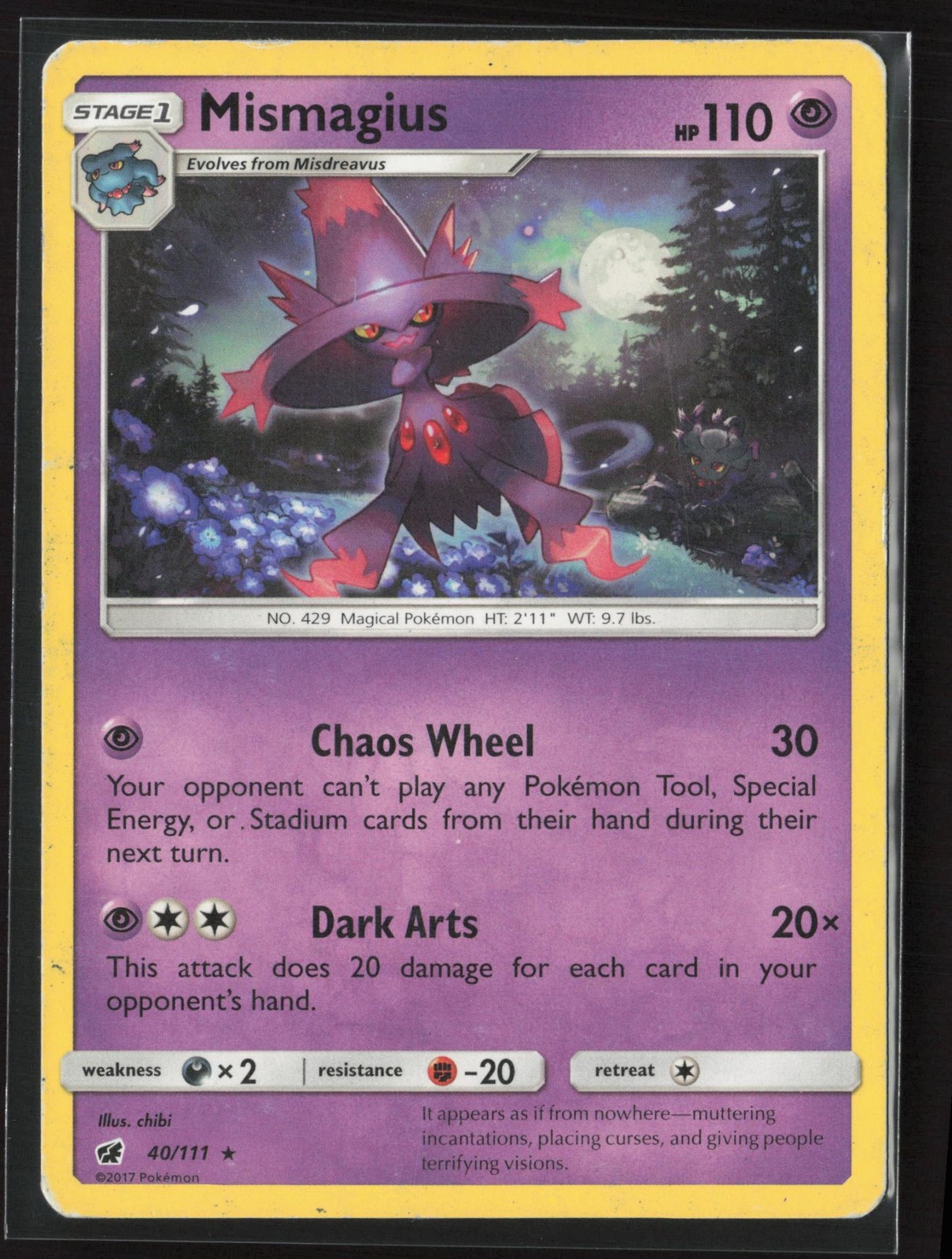 Mismagius 40/111 Rare Crimson Invasion Pokemon Moderately Played