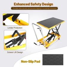Hydraulic Lift Table Cart 330 lbs Manual Double Scissor Lift Table 28.5"