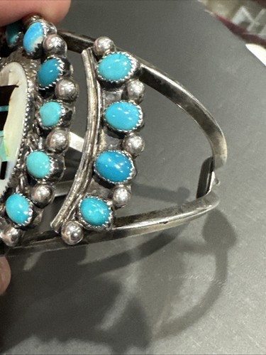 Vintage Navajo "RHB" Roland Hogan Begay Turquoise Sterling Cuff Bracelet - Picture 10 of 18