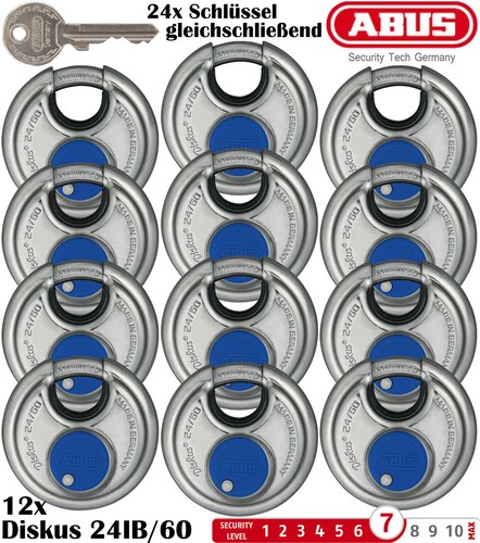 12x ABUS Diskus Vorhangschloss Gleichschließend Diskusschloss 24IB/60 - 第 1/4 張圖片