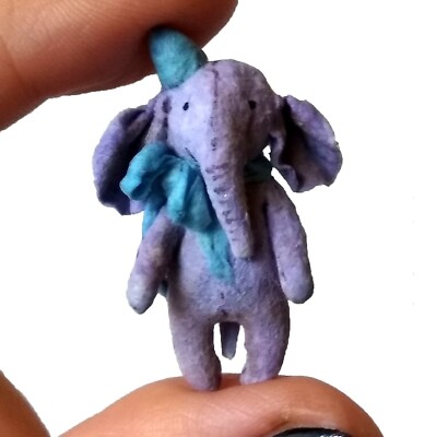 Miniature Elephant BJD baby doll toy, dollhouse nursery cotton felt animal snugg