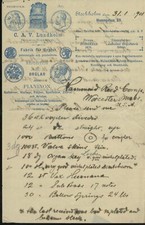 C.A.V. Lundholm Stockholm Sweeden Music Store Order to Hammond Reed Worcester MA