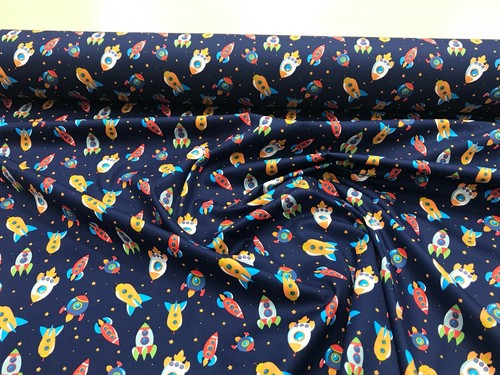 100% Printed Cotton Fabric, Craft Bunting, , Oeko tex 115cm wide spaceships kids - Picture 17 of 21