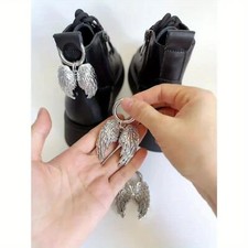 Set of Goth, Emo, Punk, Rock, Silver Angel Wing Shoe  Boot Charm Decoration