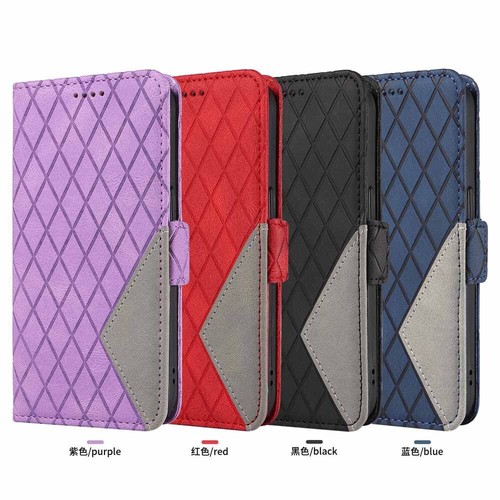 For Xiaomi 13 12T 11T 10T Lite Poco X5 X4 M4 Pro Grid Wallet Leather Case Cover - Picture 2 of 28