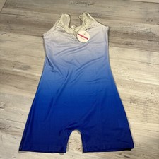 NWT ZACLOTRE Blue Radiant Gymnastics Cheers Dance One Piece Leotard Size 160 CM