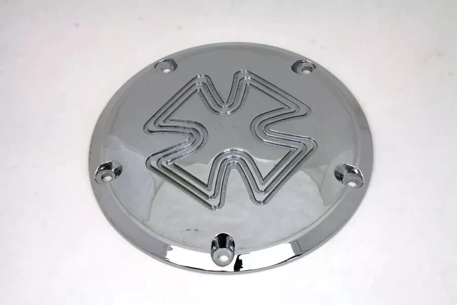 Cubierta Iron Cross Derby cromada Billet para Harley Davidson 42-6026 Foto 2 de 4