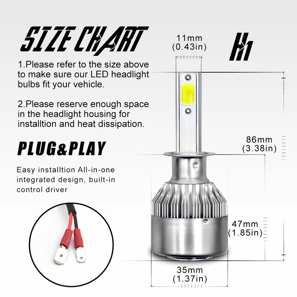 4PÇS H1 para Honda Prelude 1997-2000 2001 farol de LED feixe alto baixo lâmpadas 6000K - Imagem 2 de 4