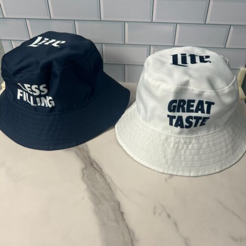 1 Ct Miller Lite Beer Bucket Reversible Hat One Size Miller Time Blue White New