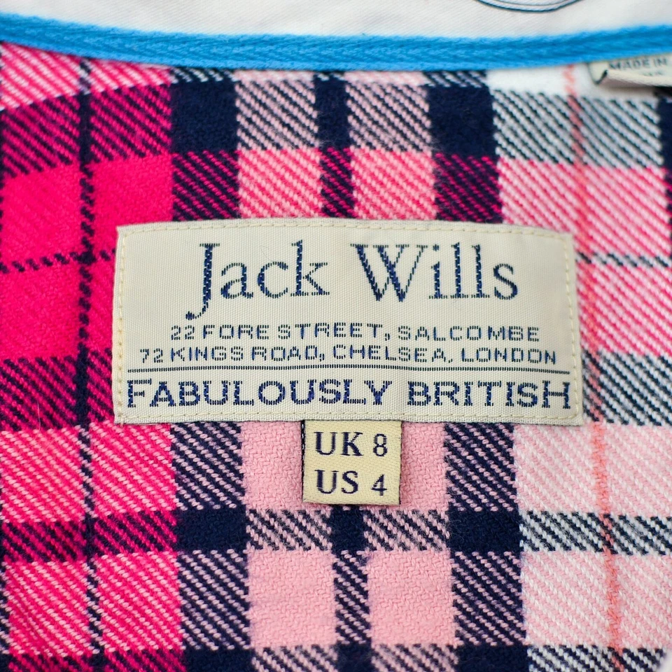 Jack Wills Women's Button Up Flannel Shirt Boyfriend Fit Long Sleeve US-4 UK-8 - Image 4 of 4