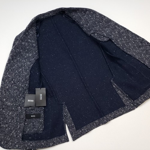 Hugo Boss Blazer Jacket 38R 48 Slim Sports Coat Chunky Knit Mesh Nold Navy Blue - Picture 11 of 20