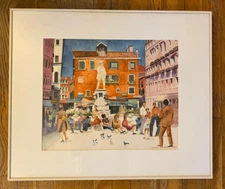 Arthur Silkman Vintage Original Italy Cityscape Watercolor Architecture Monument