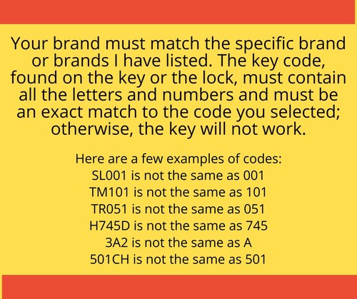Trimark Keys Camper RV Motorhome Replacement Key Cut to your Code TM051-TM100 - Picture 2 of 2