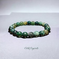 Moss Agate Bracelet Natural Stones 8mm For Women Or Men Healing Bracelet