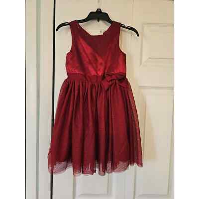 open lace back dress Girl Christmas Dress Little Girl Dress Toddler Retro Red Printed Stand Collar Formal Party Princess Dress, Red / 5-6 Years (130cm) main image 0