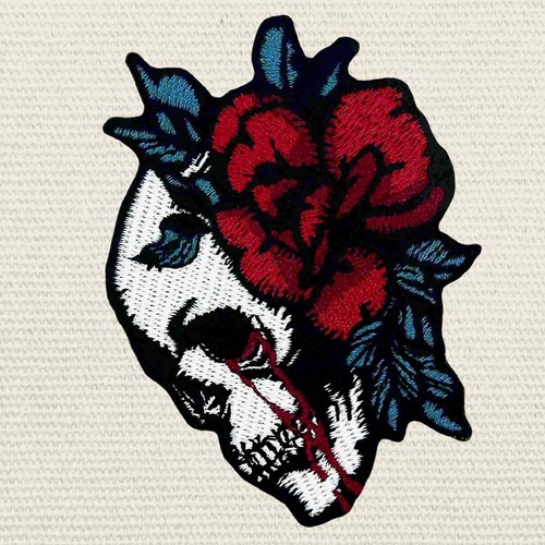 Flower Bloody Skull patch Embroidered Iron Sew On Patches Jeans Jacket badge - Picture 4 of 4
