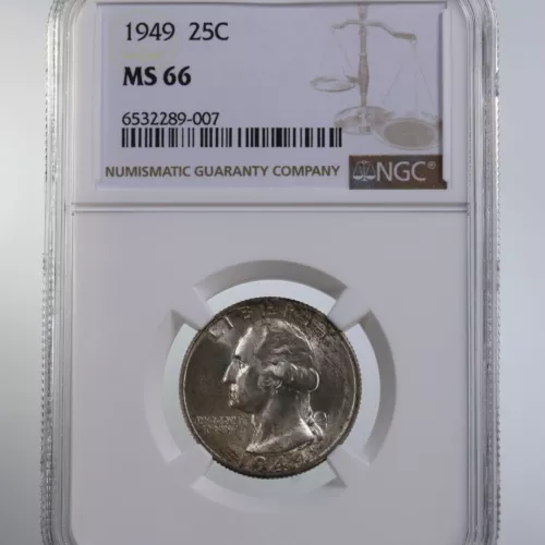1949 Washington 25C NGC Certified MS66