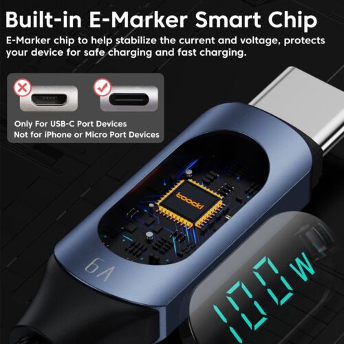 100W USB C to USB C Cable 6.6FT C Charge Fast Charging Cable with LED Display... - Picture 4 of 7