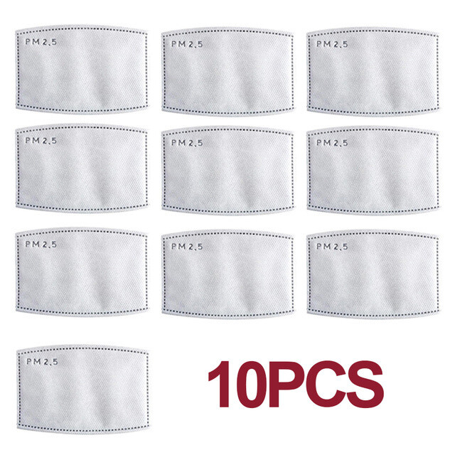 100pcs PM2.5 Activated Carbon Filters 5 Layer Replacement for reusable face mask