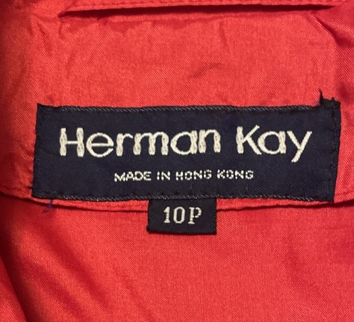 Trench Rain Coat Herman Kay Vintage Woman’s Size 12 Shiny Red with Belt - Picture 6 of 8