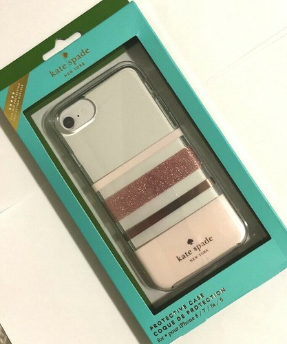 Kate Spade New York Case for iPhone 8/7/6s/SE 2-Charlotte Stripe Rose Gold Foil - Picture 2 of 3
