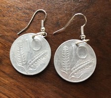 Orecchini Pendenti con 10 Lire Originali anni '50. Coins Earings Italia Lira