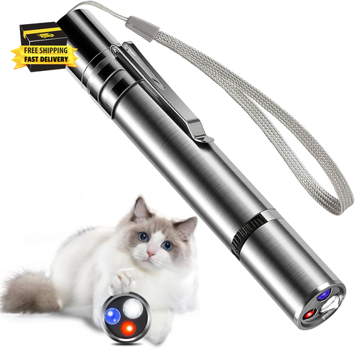 Cat Laser Pointer Toy, USB Kitten Toys Pen, 7 Adjustable Patterns Small Laser Li