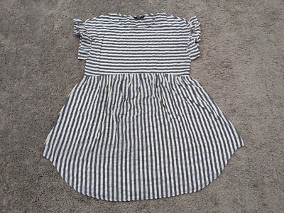 Shein Dress Women's XL Baby Doll Tunic Mini Stripe Gray Casual Flutter  Sleeve