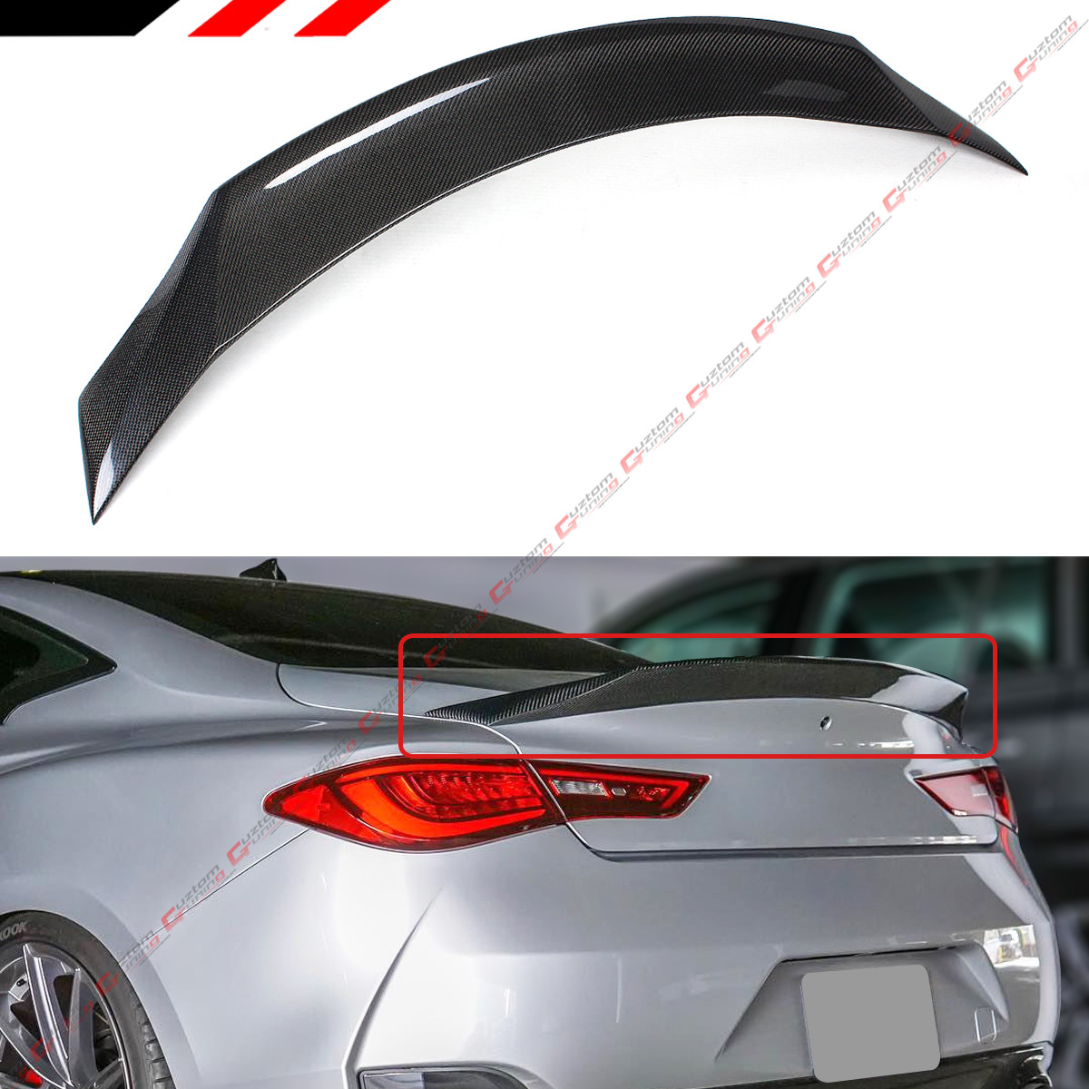 FOR 17-2022 INFINITI Q60 JDM HIGH KICK DUCKBILL CARBON FIBER TRUNK SPOILER WING