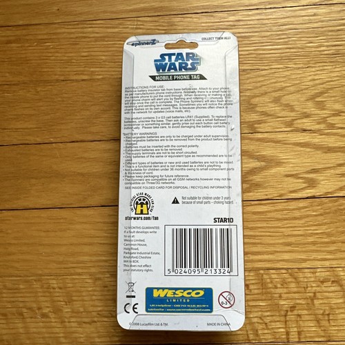 Étiquette de téléphone portable Star Wars Darth Vader Spinnerz LED pour collection 2008 neuve dans son emballage - Photo 4 sur 10