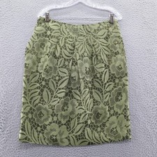 Talbots Collection Womens Embroidered Pencil Skirt 6 Green Floral Straight