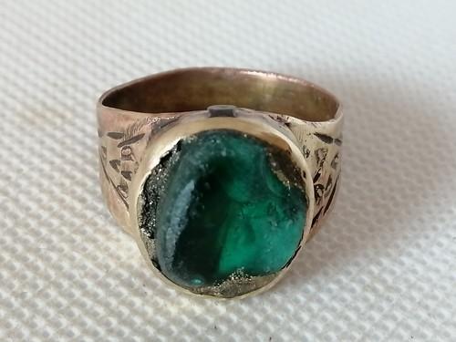 Rare Extremely Ancient Bronze Ring Viking Artifact With Natural Stone - 第 7/11 張圖片