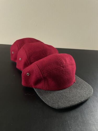 5 Panel Hats Lot of 3 Wool Camp Blanks Cap Hat Leather Strap