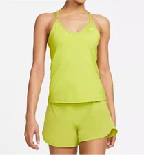 Nike Women's Bright Cactus Dri-FIT Indy Sports Set Bra Tank and Shorts - Size S