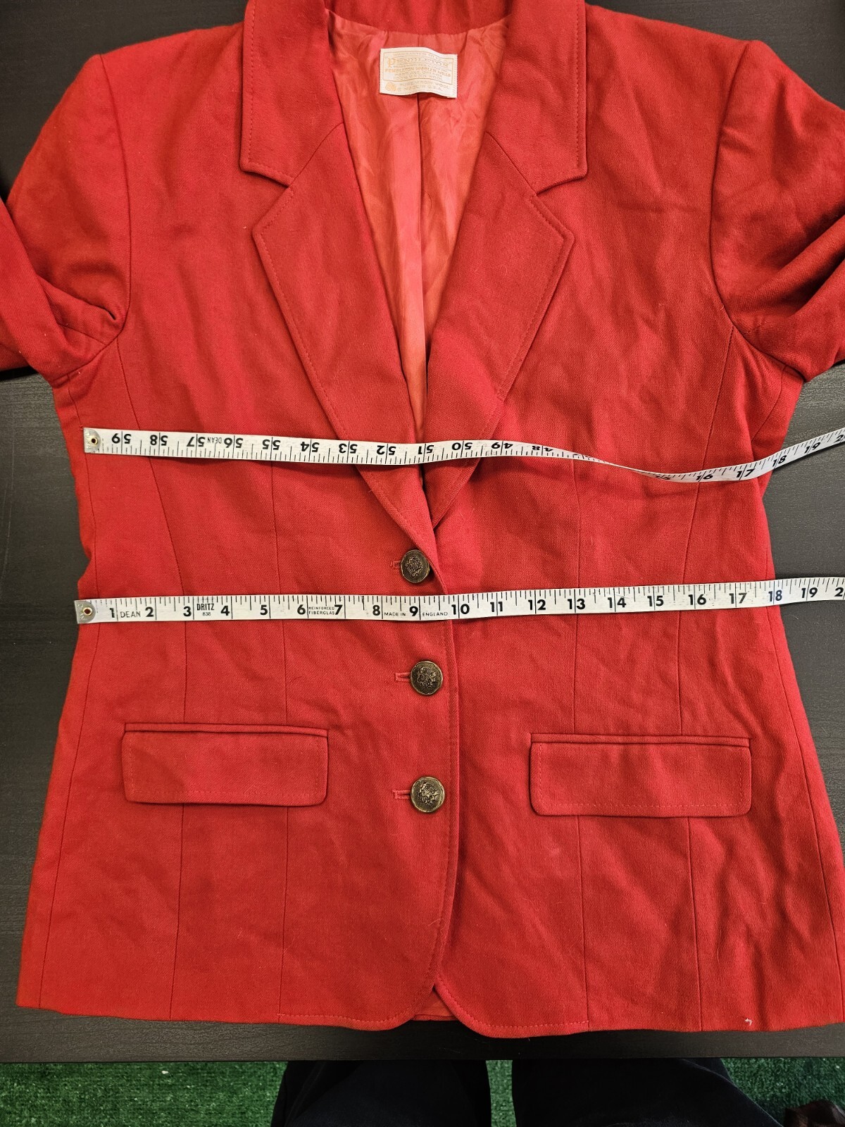 Pendleton Red Blazer Jacket 100% Virgin Red Gold … - image 4