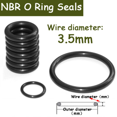 3.5mm Nitrile Rubber NBR O Ring Seals 12mm~370mm OD Oil Resistant Seals Black