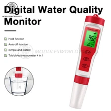 4 in 1 Digital Water Quality Tester TDS EC Purity Meter TEMP PPM Test Filter Pen