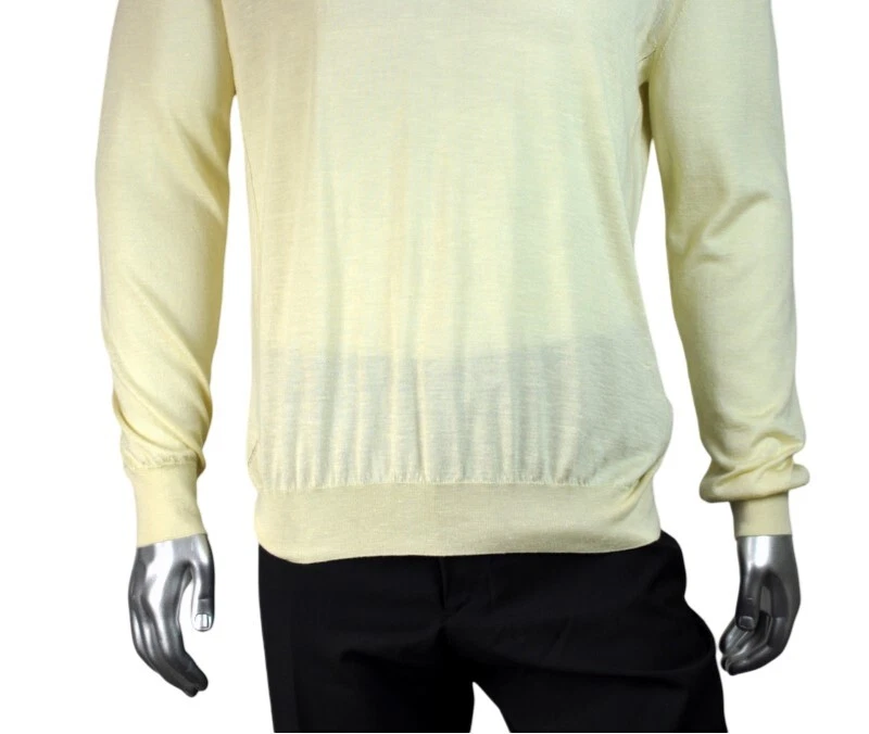 $1,895 Nuevo con Etiquetas Suéter Ermenegildo Zegna Amarillo Cuello Redondo Mezcla Cachemira Talla XL-2XL Foto 2 de 4