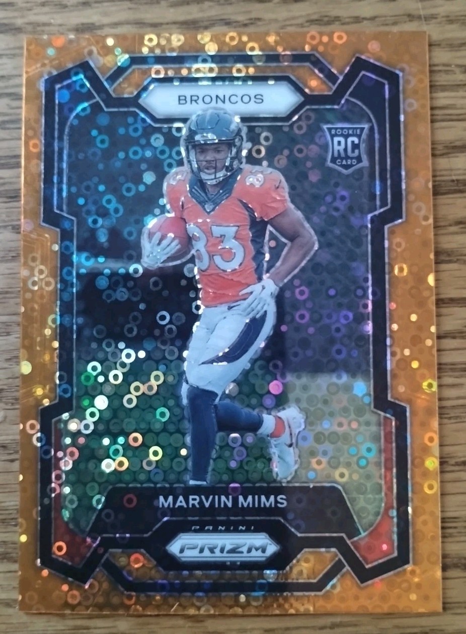 2023 Panini Prizm Marvin Mims #327 Orange Disco Prizm (RC) Denver Broncos 