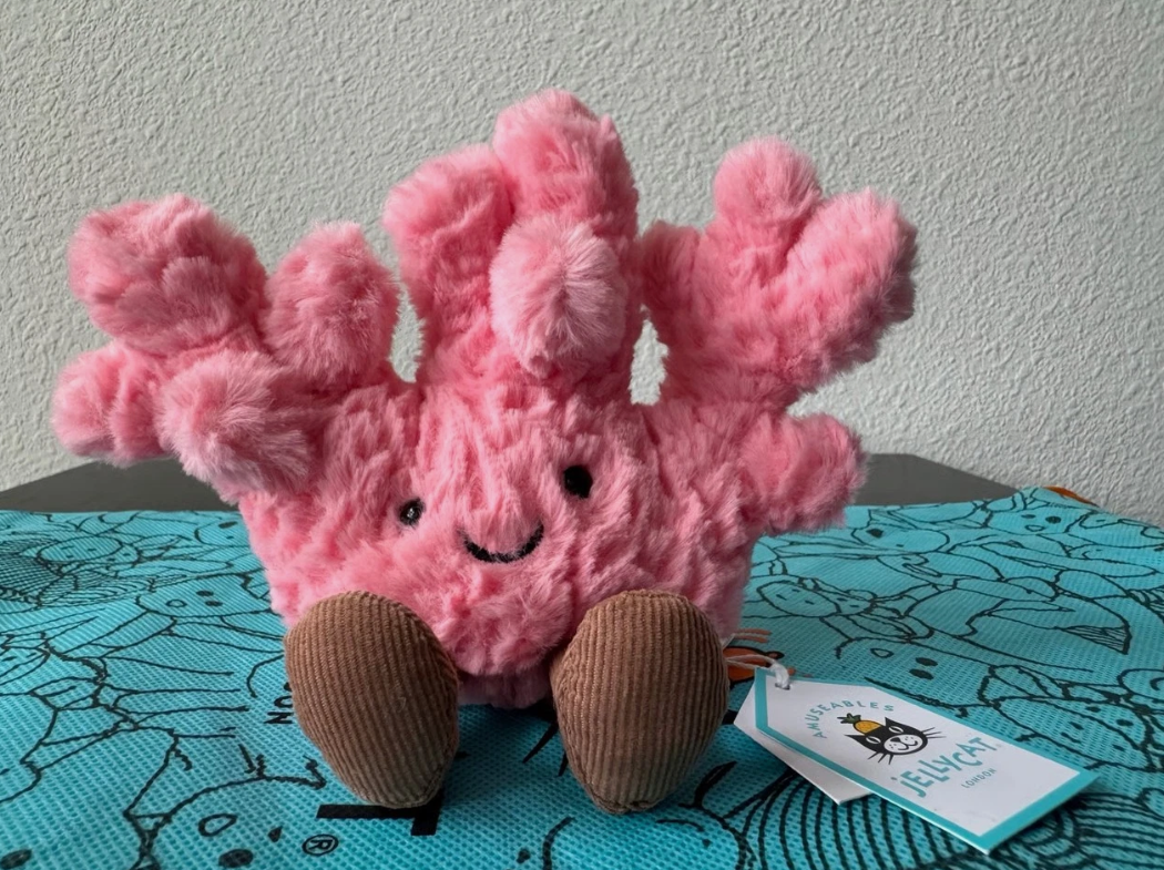 Jellycat Amuseables Coral Plush Keychain Bag Charm 14cm Soft Ocean