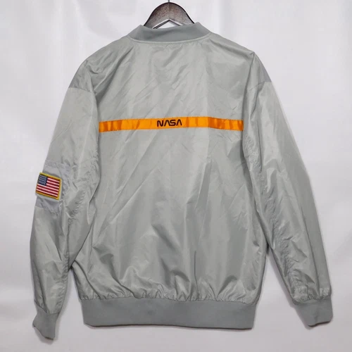 AsstSeries NASA Bomber Jacket Mens Mens XL Silver Streetwear Y2K Space Retro image 11
