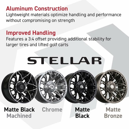 Set of 4 GTW Stellar 14x7 Matte Bronze Aluminum Golf Cart Wheel | 3:4 Offset - Picture 2 of 7
