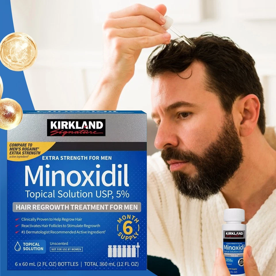 6er-Pack Minoxidil 5 % extra starke Haarwuchsbehandlung für Männer, 6-Monats-V - Bild 3 von 4