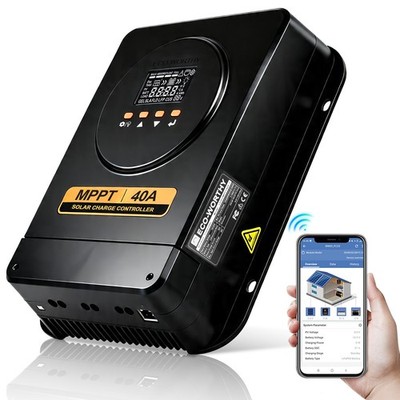 ECO-WORTHY 40A MPPT 12/24V Solarladeregler mit LCD Display Bluetooth APP Monitor