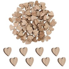 100Pcs 0.5" Wooden Hearts for Crafts - Small Unfinished Heart Cutout Slices