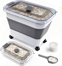 Rice Storage Container, Collapsible Airtight Food Storage Containers 20-30Lbs wi